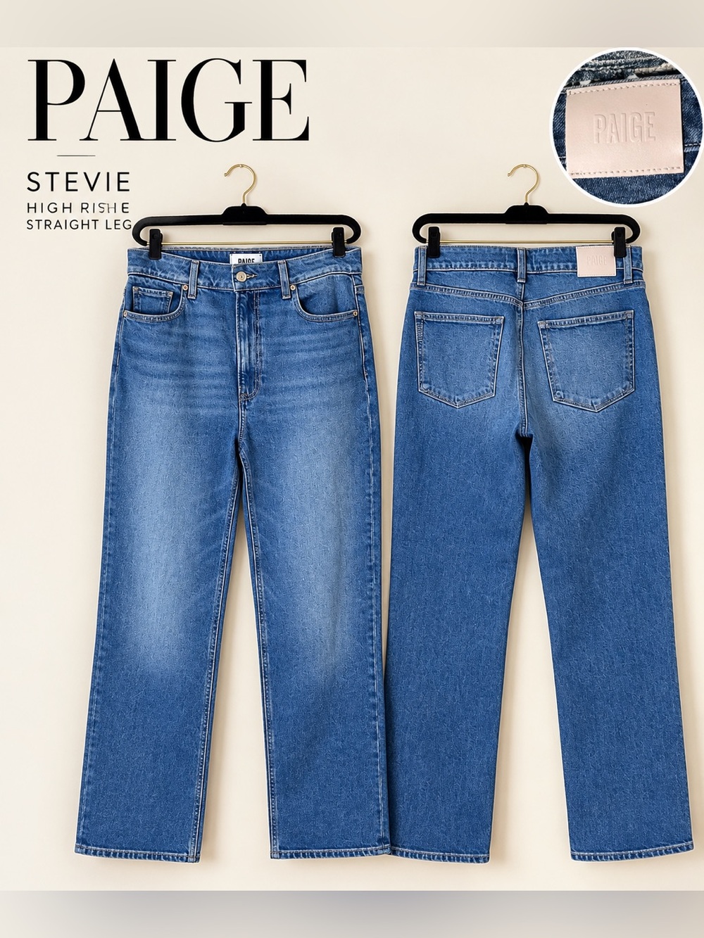 PAIGE Stevie High Rise Straight Leg Jeans Size 30 Bonjour Blue